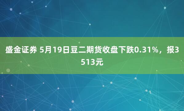 盛金证券 5月19日豆二期货收盘下跌0.31%，报3513元